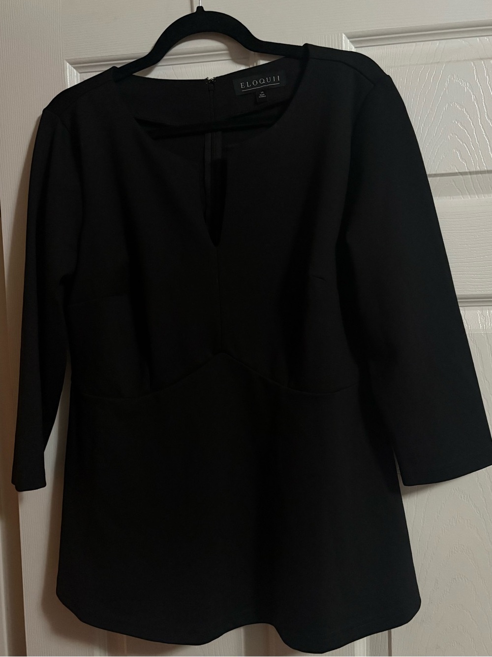 Eloquii 3/4 sleeve blouse top contemporary black office 14